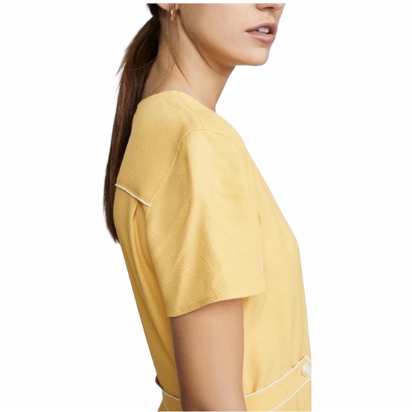 rag & bone Tabitha Dress Yellow Wrap Mini Dress Medium Viscose Short Sleeve - Picture 8 of 16